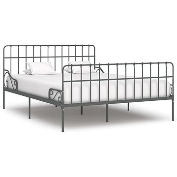 Rám postele s laťkovým roštem šedý kov 200x200 cm (284621)