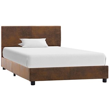 Rám postele hnědý umělá broušená kůže 90x200 cm (284780)