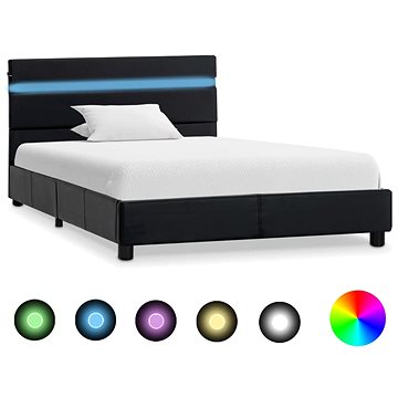 Rám postele s LED světlem černý umělá kůže 90x200 cm (284792)