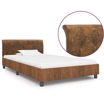 Rám postele hnědý umělá broušená kůže 100x200 cm (284889)