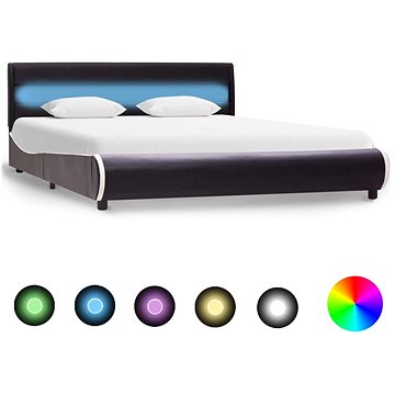 Rám postele s LED světlem černý umělá kůže 120x200 cm (285022)