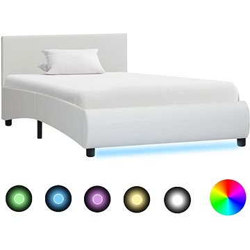 Rám postele s LED světlem bílý umělá kůže 90x200 cm (285486)