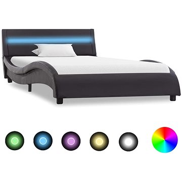 Rám postele s LED světlem černý umělá kůže 100x200 cm (285667)