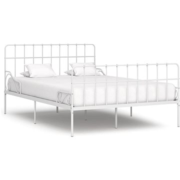 Rám postele s laťkovým roštem bílý kov 120 × 200 cm, 284603 (284603)