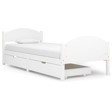 Rám postele se 2 zásuvkami bílý masivní borovice 90 × 200 cm, 3060479 (3060479)