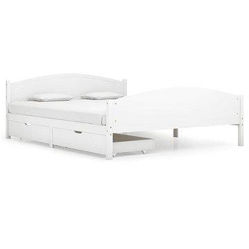 Rám postele se 4 zásuvkami bílý masivní borovice 140 × 200 cm, 3060484 (3060484)