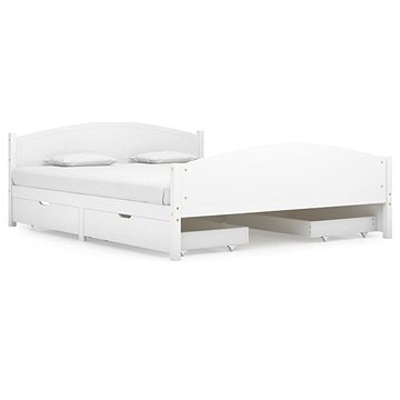Rám postele se 4 zásuvkami bílý masivní borovice 160 × 200 cm, 3060485 (3060485)