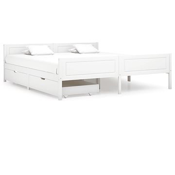 Rám postele se 2 zásuvkami bílý masivní borovice 180 × 200 cm, 3060502 (3060502)