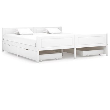 Rám postele se 4 zásuvkami bílý masivní borovice 180 × 200 cm, 3060506 (3060506)