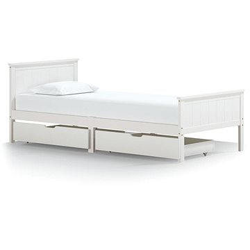 Rám postele se 2 zásuvkami bílý masivní borovice 90 × 200 cm, 3060508 (3060508)