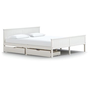 Rám postele se 2 zásuvkami bílý masivní borovice 180 × 200 cm, 3060513 (3060513)