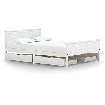 Rám postele se 4 zásuvkami bílý masivní borovice 140 × 200 cm, 3060515 (3060515)