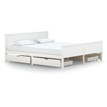 Rám postele se 4 zásuvkami bílý masivní borovice 180 × 200 cm, 3060517 (3060517)