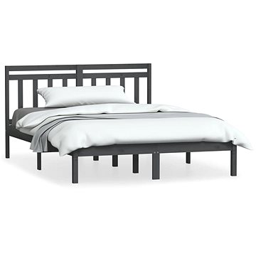 Rám postele šedý masivní dřevo 135 × 190 cm Double, 3100566 (3100566)