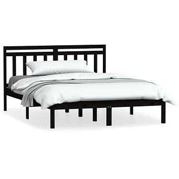 Rám postele černý masivní dřevo 135 × 190 cm Double, 3100568 (3100568)