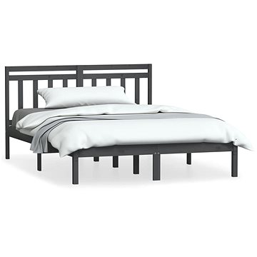 Rám postele šedý masivní dřevo 150 × 200 cm King Size, 3100596 (3100596)