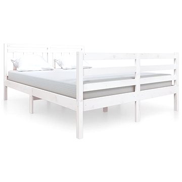Rám postele bílý masivní dřevo 140 × 190 cm, 3100635 (3100635)