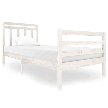 Rám postele bílý masivní dřevo 90 × 200 cm, 3100640 (3100640)