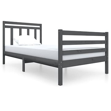 Rám postele šedý masivní dřevo 100 × 200 cm, 3100646 (3100646)