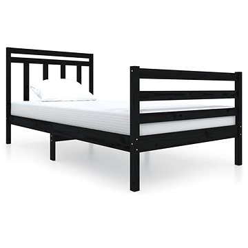 Rám postele černý masivní dřevo 100 × 200 cm, 3100648 (3100648)
