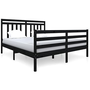 Rám postele černý masivní dřevo 140 × 200 cm, 3100658 (3100658)