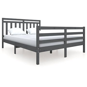 Rám postele šedý masivní dřevo 150 × 200 cm King Size, 3100661 (3100661)
