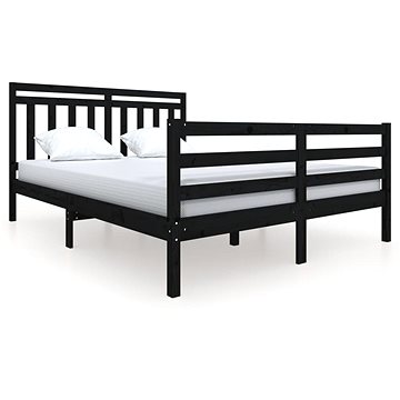 Rám postele černý masivní dřevo 150 × 200 cm King Size, 3100663 (3100663)