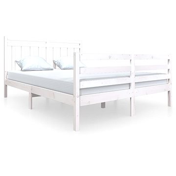 Rám postele bílý masivní dřevo 160 × 200 cm, 3100665 (3100665)