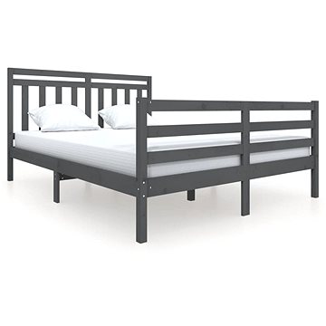 Rám postele šedý masivní dřevo 160 × 200 cm, 3100666 (3100666)