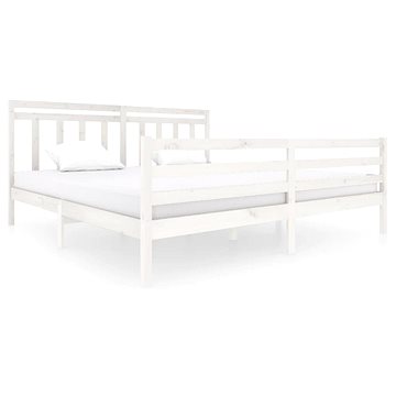 Rám postele bílý masivní dřevo 200 × 200 cm, 3100675 (3100675)