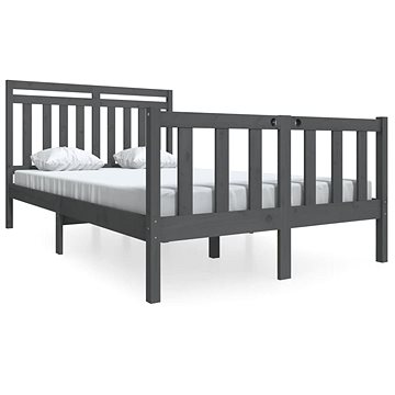 Rám postele šedý masivní dřevo 135 × 190 cm Double, 3100696 (3100696)