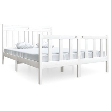 Rám postele bílý masivní dřevo 140 × 190 cm, 3100700 (3100700)