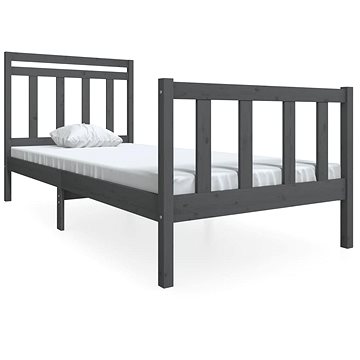 Rám postele šedý masivní dřevo 90 × 200 cm, 3100706 (3100706)