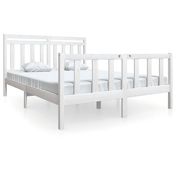 Rám postele bílý masivní dřevo 160 × 200 cm, 3100969 (3100969)