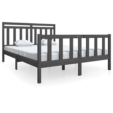 Rám postele šedý masivní dřevo 160 × 200 cm, 3100970 (3100970)