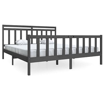 Rám postele šedý masivní dřevo 180 × 200 cm Super King, 3100975 (3100975)