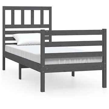 Rám postele šedý masivní dřevo 90 × 200 cm, 3101075 (3101075)