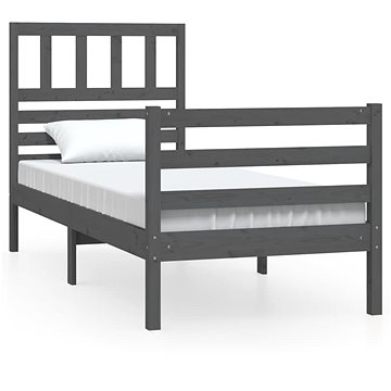 Rám postele šedý masivní dřevo 100 × 200 cm, 3101080 (3101080)