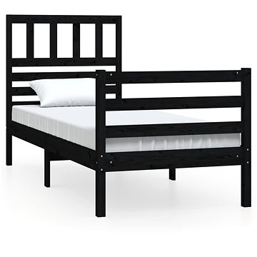 Rám postele černý masivní dřevo 100 × 200 cm, 3101082 (3101082)