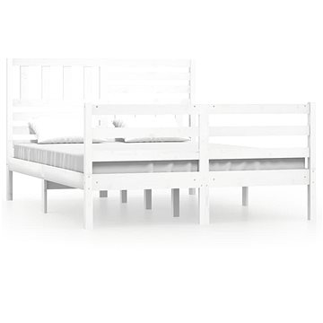Rám postele bílý masivní dřevo 120 × 200 cm, 3101084 (3101084)