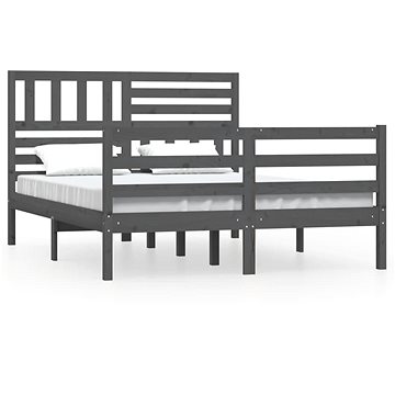 Rám postele šedý masivní dřevo 140 × 200 cm, 3101090 (3101090)
