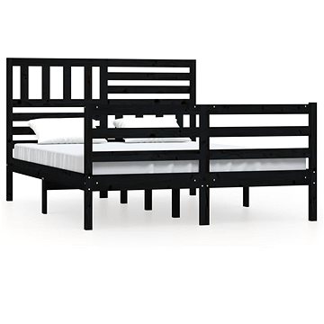 Rám postele černý masivní dřevo 160 × 200 cm, 3101102 (3101102)