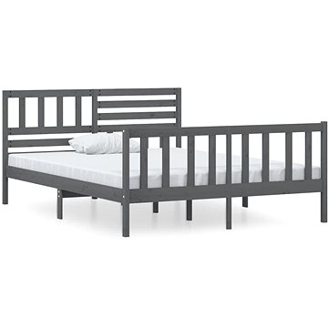 Rám postele šedý masivní dřevo 120 × 190 cm Small Double, 3101125 (3101125)