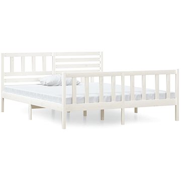 Rám postele bílý masivní dřevo 140 × 190 cm, 3101134 (3101134)