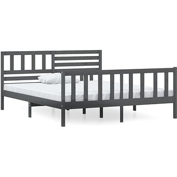 Rám postele šedý masivní dřevo 140 × 190 cm, 3101135 (3101135)