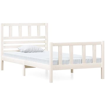 Rám postele bílý masivní dřevo 90 × 200 cm, 3101139 (3101139)