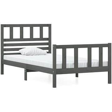 Rám postele šedý masivní dřevo 90 × 200 cm, 3101140 (3101140)