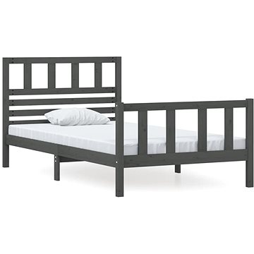 Rám postele šedý masivní dřevo 100 × 200 cm, 3101145 (3101145)