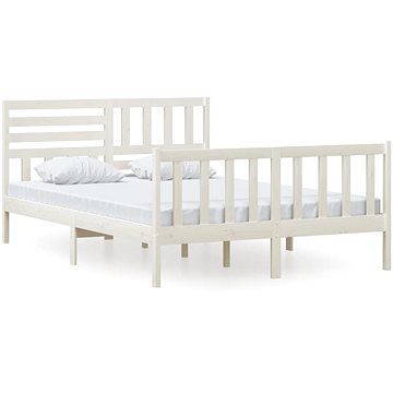 Rám postele bílý masivní dřevo 140 × 200 cm, 3101154 (3101154)