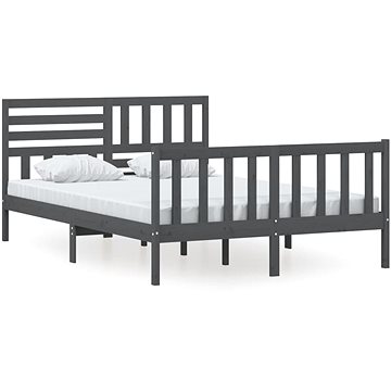 Rám postele šedý masivní dřevo 140 × 200 cm, 3101155 (3101155)